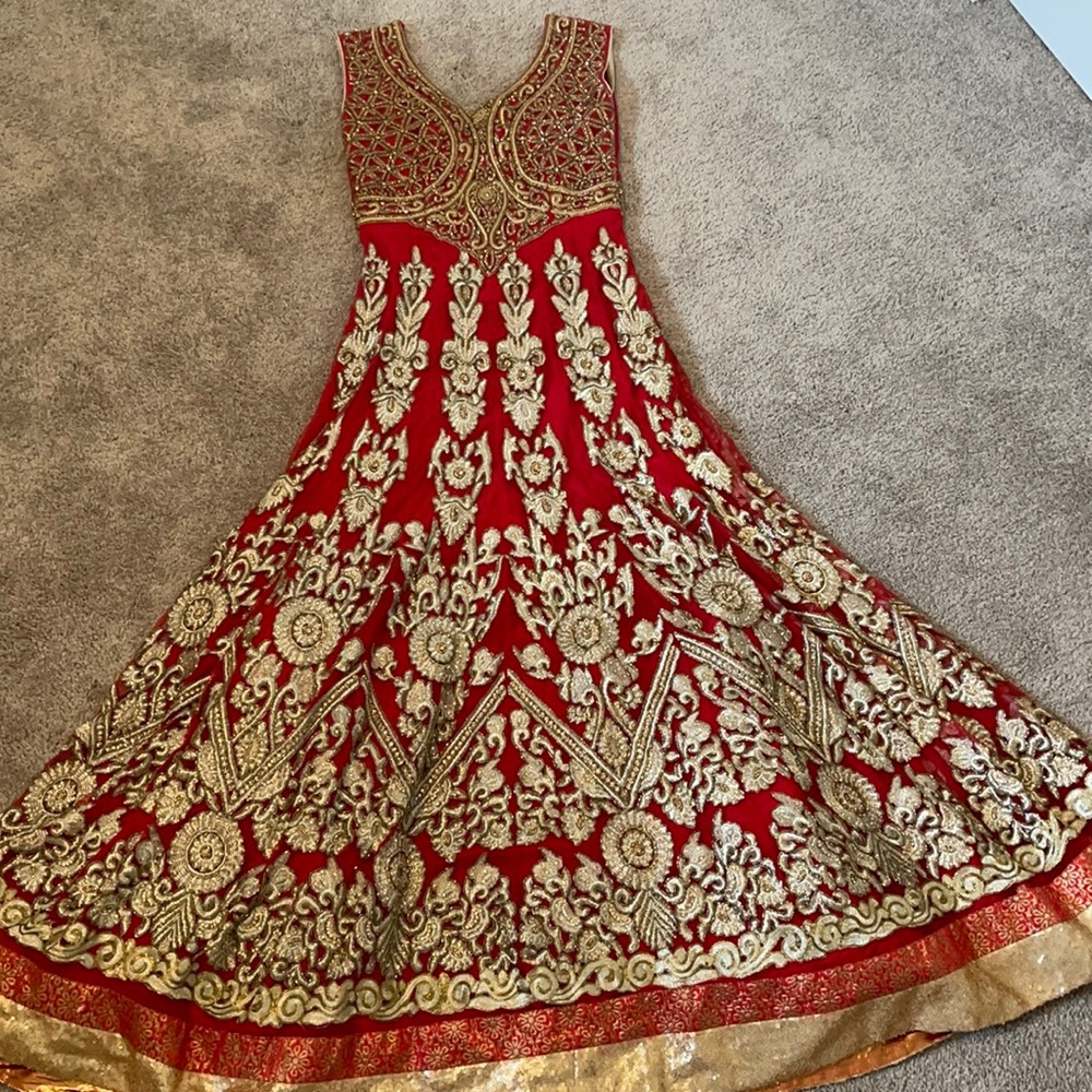 Red anarkali Indian outfit